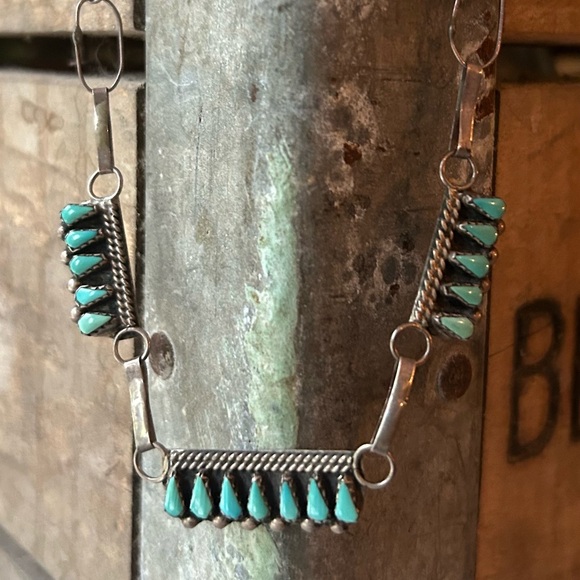 Antique Native American Turquoise Sterling Necklace